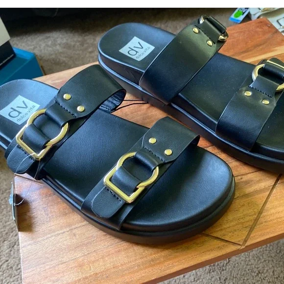 DV Dolce Vita Black Buckle Slides Sandals Comfortable Slip On Size 9 - Picture 9 of 11